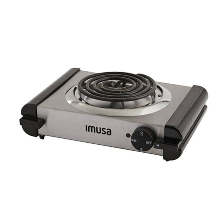 IMUSA GAU-80311 Electric Stainless Steel Single Burner 1,000-Watts, Silver