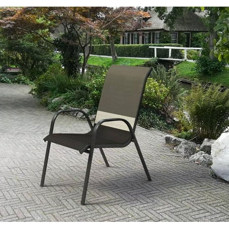 Mainstays Heritage Park Patio Stacking Sling Chair Black Stripes