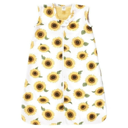 Hudson Baby Infant Girl Plush Faux Fur Sleeping Bag, Wearable Blanket, Sunflower, 0-6 Months