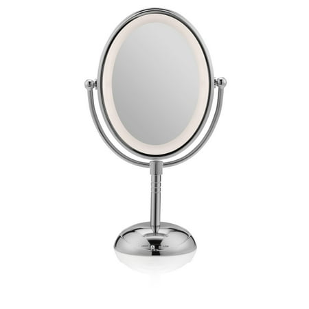 Conair Reflections LED Lighted Collection Double-Sided Makeup Mirror, 1x/7x magnification, Polished Chrome 1 Count BE51LEDX