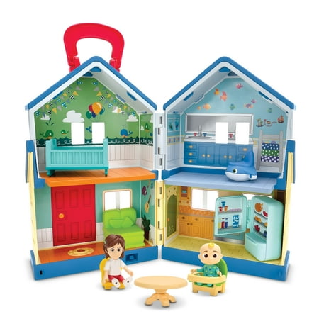 CoComelon Deluxe Family House Playset - Includes JJ, Mom, Shark Potty, Crib, Sofa, Chair, High Chair, Dining Room Table, Fridge, Activity Sheet - Toys for Kids and Preschoolers
