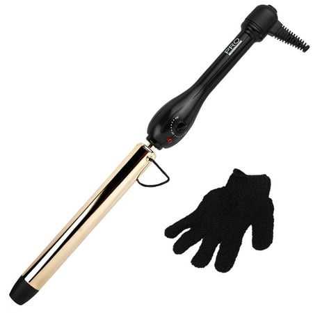 Pro Beauty Tools Extra Long 1u0022  Gold Curling Wand Iron, Black