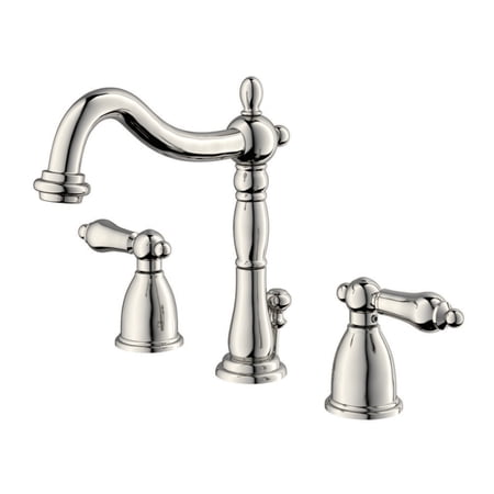 Kingston Brass KB1976AL Heritage Widespread Bathroom Faucet with Brass Pop-Up, Polished Nickel