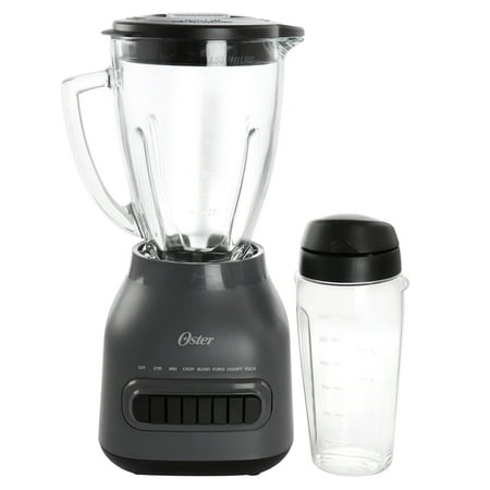 Oster Easy-to-Clean Blender with Dishwasher-Safe Glass Jar with a 20 oz. Blend-n-Go Cup: 700W, 8 Speeds, Smoothie Blender