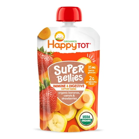 Happy Tot Organics Super Bellies Stage 4, Bananas Carrots & Strawberries Organic Tot Food, 4 oz Pouch