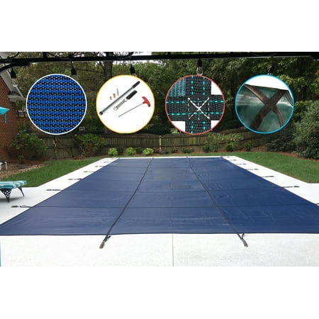 WaterWarden in-Ground Pool Safety Cover Fits 15’ x 30’ Rectangle Pool, UL Classified to ASTM F1346