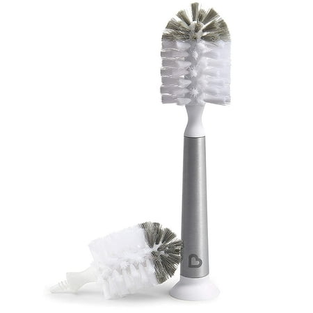 Munchkin Shine Stainless Steel Bottle Brush with Refill Brush Head, Gray