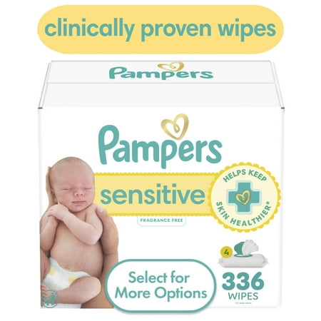 Pampers Sensitive Baby Wipes Unscented, 336 Total Count (Select for More Options)