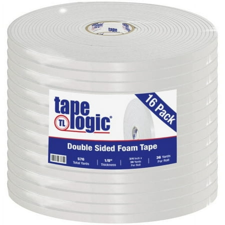 Tape Logic&reg; 5600 Double-Sided Foam Tape, 0.75" x 108', White, Case Of 16
