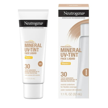 Neutrogena Purescreen+ Tinted Mineral Face Sunscreen, Medium, 1.1 fl oz