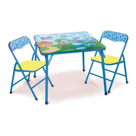 Nickelodeon Blues Clues Kids Erasable Activity Table Includes 2 Chairs with Safety Lock, Non-Skid Rubber Feet & Padded Seats