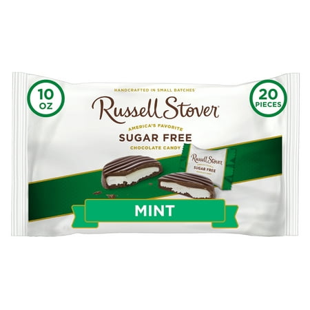 RUSSELL STOVER Sugar Free Dark Chocolate Mint Patties, 10 oz. bag (≈ 20 pieces)