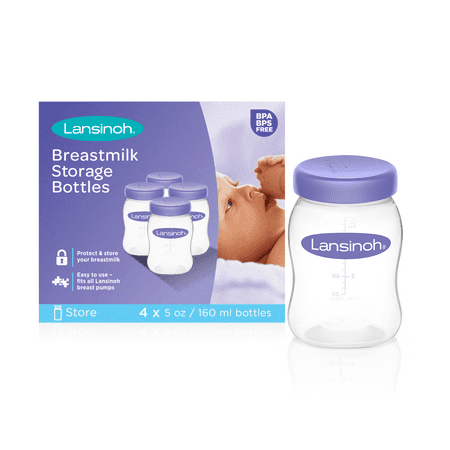 Lansinoh Breast Milk Storage Bottles Wide Mouth 4pk