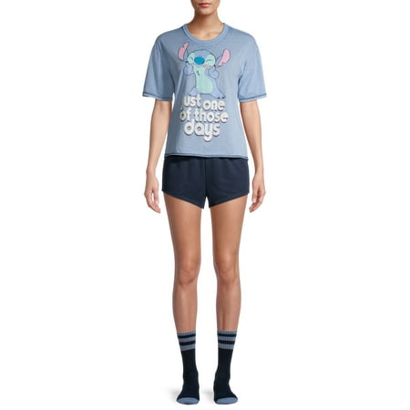 Disney Stitch Women's Pajama Set 2 Piece - Sherpa Top & Velour Pants, Plus Sizes Available
