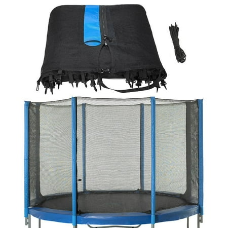 Machrus Upper Bounce Trampoline Net - Fits 14 ft Round Trampoline with 8 Straight Poles - UV & Weather-Resistant Trampoline Netting Replacement with Sleeves