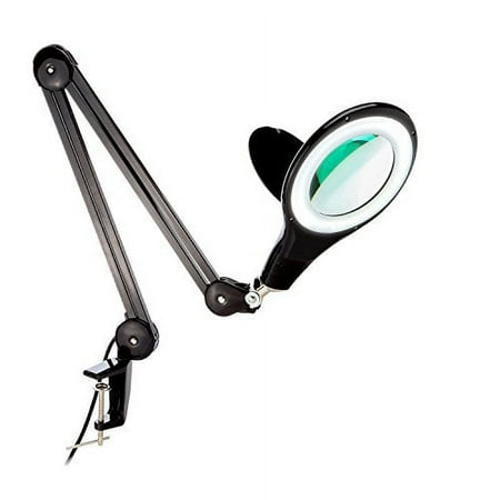 Brightech Lightview Pro Swing Arm Magnifying Integrated LED Desk Clamp Lamp Classic Black