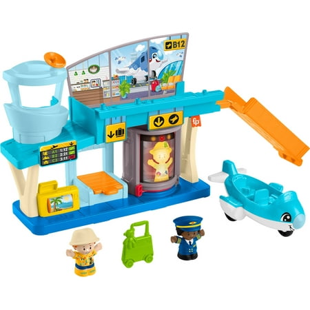 Fisher-Price Little People Everyday Adventures Airport Toddler Playset, Airplane & 3 Play Pieces