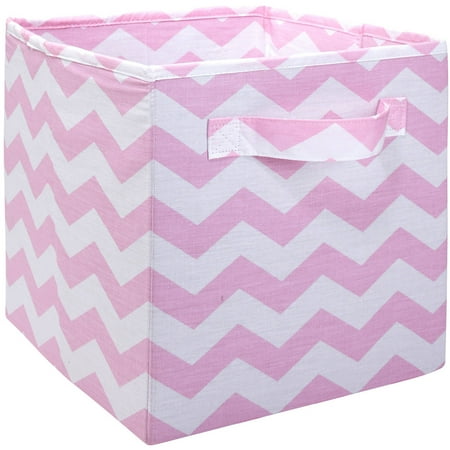 Little Love by NoJo Infant Collapsible Fabric and Plastic Storage Bin, Pink and White
