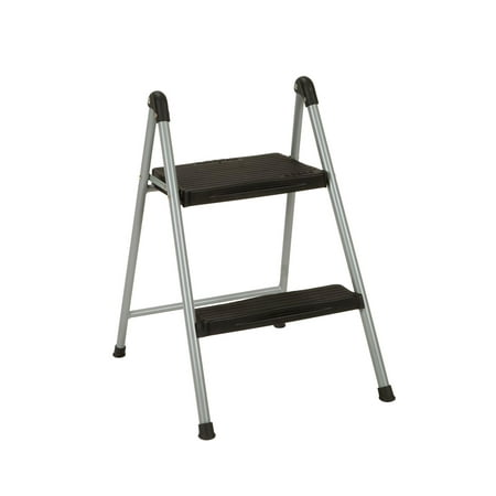 Two Step Steel, Resin Steps, Step Stool without Handle, Platinum/Black