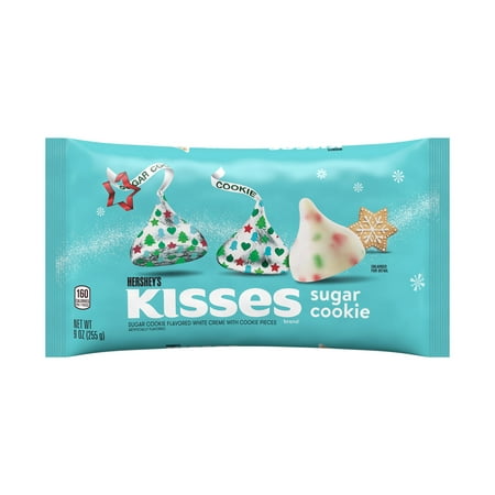 Hersheys Kisses Sugar Cookie Flavored White Creme Christmas Candy, Bag 9 oz