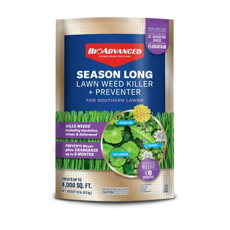 BioAdvanced Season Long Lawn Weed Killer + Preventer for Southern Lawns 10 lb granule bag, 4,000 SQ FT