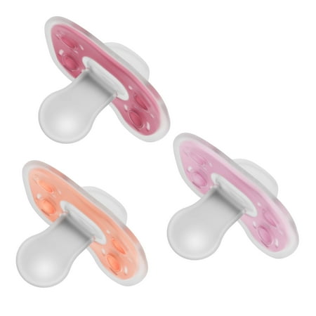 Dr. Brown's Advantage One-Piece Silicone Baby Pacifier, Fully Symmetrical Soother, Pink, 6-18m, BPA Free, 3 Pack