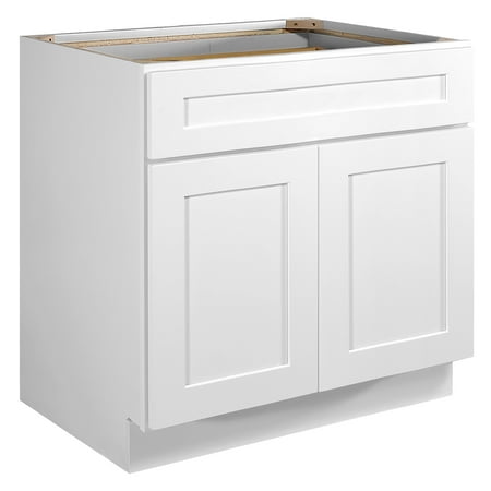 Design House Brookings Assembled Shaker Style Base Kitchen Cabinet (33" x 34.5" x 24"), Sherwin Williams® White