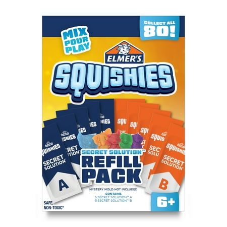 Elmer’s Squishies Toy Kit Refill Pack, Creates 5 Additional Mystery Characters, 5 Count