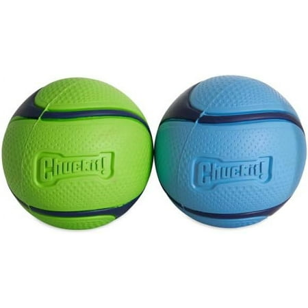 Chuckit! Sniff Fetch Ball Durable High Bounce Rubber Dog Toy, Peanut Butter & Bacon Scented, Medium 2.5" for Dogs 20 to 60 lb, Blue, Green & Blue, Pack of 2