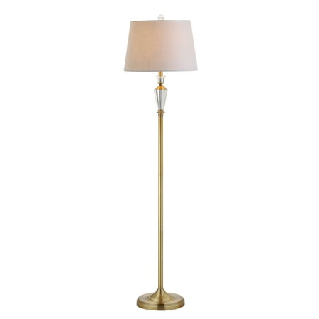 Harper 61u0022 Crystal / Metal LED Floor Lamp, Brass Gold/Clear