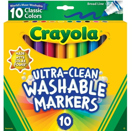 Crayola Ultra-Clean Washable Broad Line Markers, 10 Ct, School Supplies, Classroom Essentials for Teachers, Gift, 3+