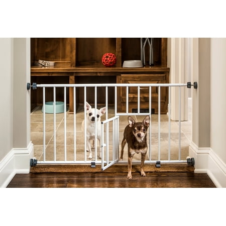 Carlson MINI Expandable Extra Wide Pet Gate with Small Pet Door, White, 18-31 inches