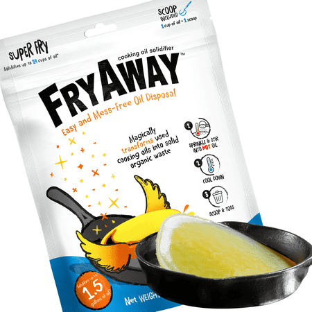 FryAway Super Fry Use Cooking Oil Solidifier Powder, 100% Plant-Based Disposal, For Up To 1.5 Gallons of Oil