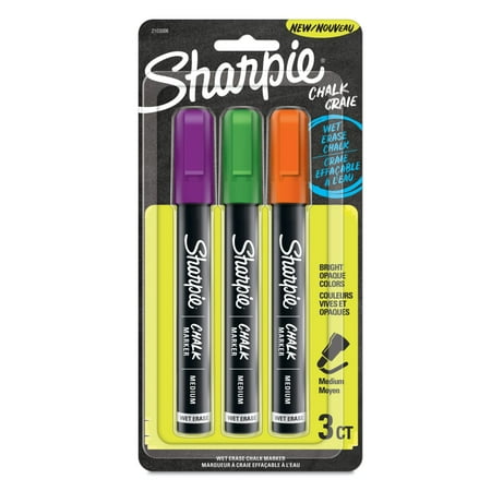 Sharpie Chalk Markers, Wet Erase Markers, Assorted Colors, 3 Count