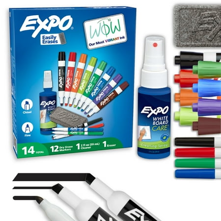 EXPO Dry Erase Markers Kit, Includes Eraser, Spray Cleaner, 14 Count
