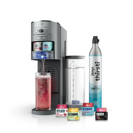 Ninja Thirsti Drink Maker- Still & Sparkling Custom Drink Kit with CO2 Canister, Flavors, & 48oz Reservoir