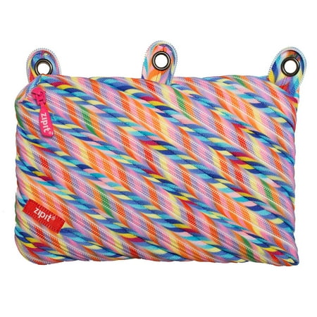 ZIPIT Colorz 3-Ring Binder Pencil Pouch, Large Capacity, Holds up to 60 Pens, Girl&rsquo;s 3 Ring Pen Case, Made of One Long Zipper! (Stripes)