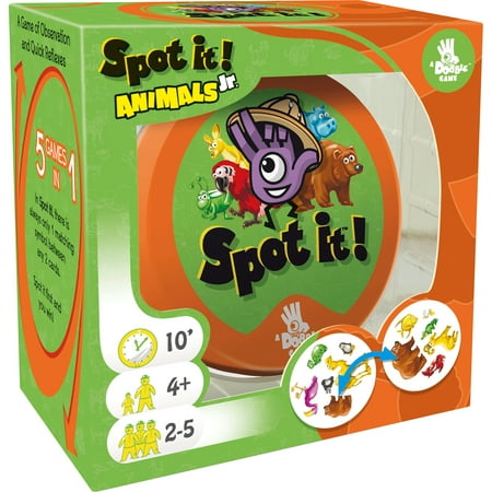 Spot It! Jr. Animals Family Card Game for Ages 4 and up, by Asmodee