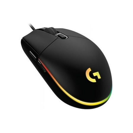 Logitech G203 Wired Gaming Mouse, 8,000 DPI, Rainbow Optical Effect LIGHTSYNC RGB, 6 Programmable Buttons, On-Board Memory, Screen Mapping, PC/Mac Computer and Laptop Compatible - Black