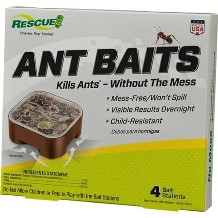 RESCUE! Indoor Ant Killer Child Resistant Bait Stations, 4 Pack