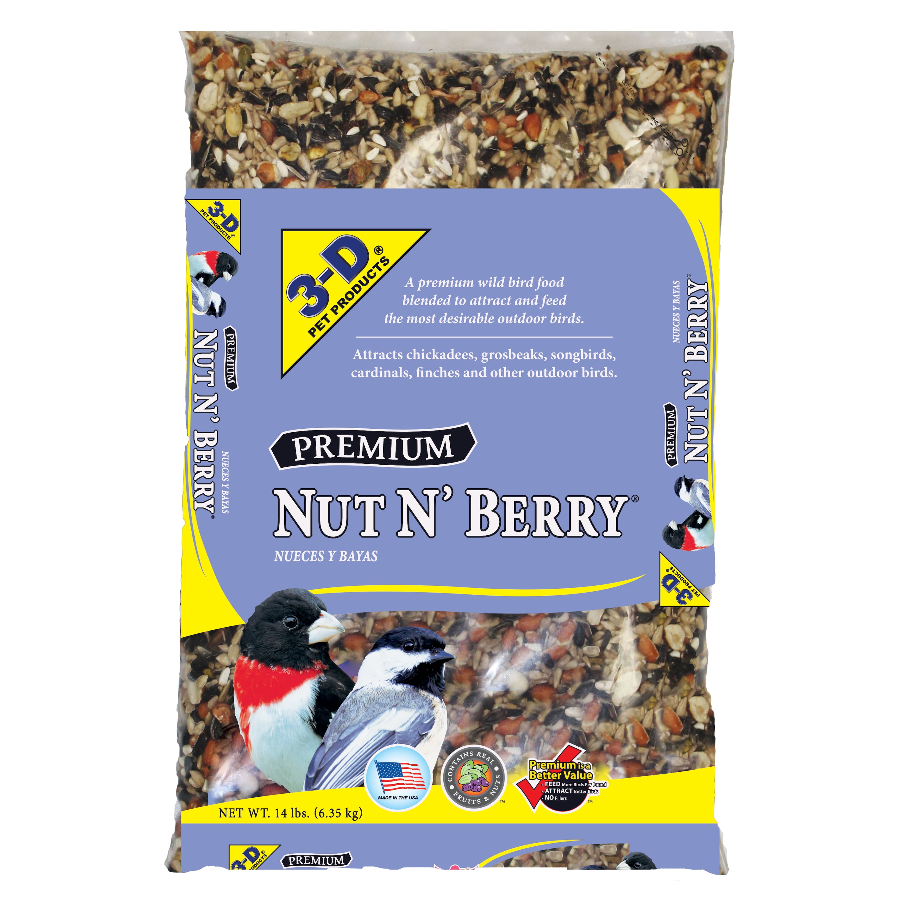 3-D Pet Products Premium Nut N' Berry Blend Dry Wild Bird Food, 14 Lb ...