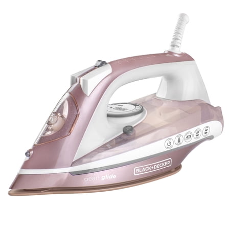 BLACK+DECKER Pearl Glide Steam Iron for Clothes, 1200W, Durable Pearl-Infused Ceramic Soleplate, Vertical Steaming, Anti-Drip, Auto Clean, Rose