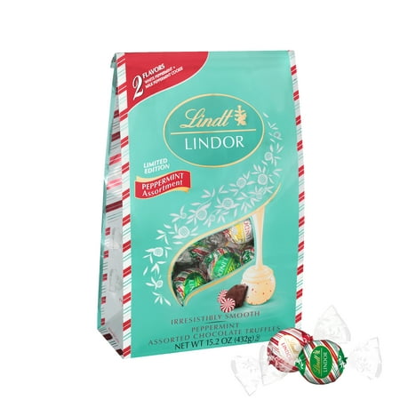 Lindt LINDOR Holiday Assorted Peppermint Chocolate Candy Truffles, 15.2 oz. Bag