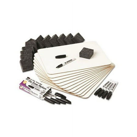 Charles Leonard Dry Erase Lapboard Class Pack, Plain 1-Sided Boards, Markers & Erasers, Pack of 12