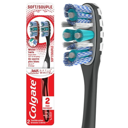 Colgate 360 Optic White Advanced Adult Soft Toothbrush, Whitening ...