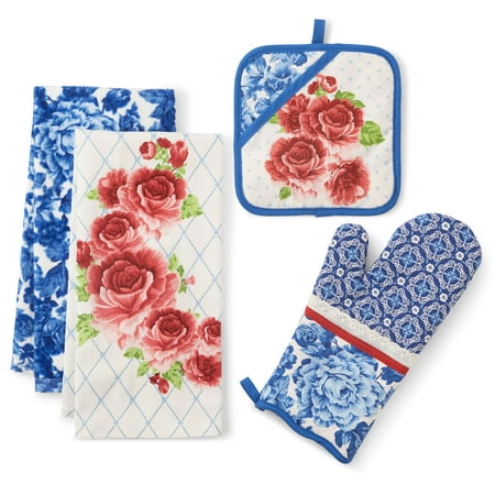 The Pioneer Woman Heritage Floral Kitchen Towel, Oven Mitt, and