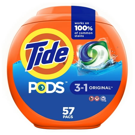 Tide PODS Original Scent HE Turbo Liquid Detergent Pacs, 57 Count
