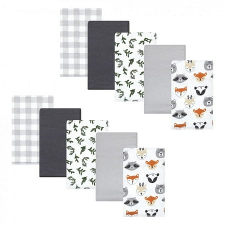 Hudson Baby Unisex Baby Cotton Flannel Burp Cloths, Woodland Faces, One Size