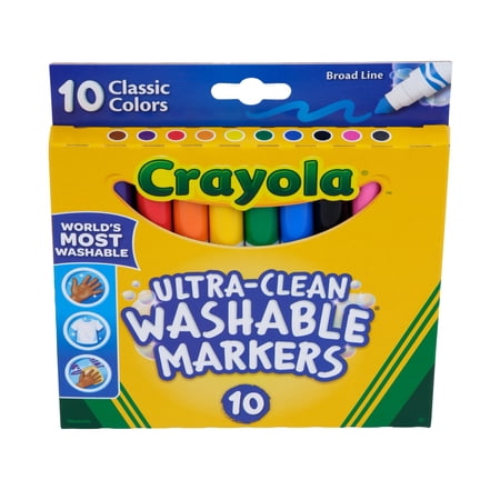 Crayola Ultra-Clean Washable Broad Line Markers, 10 Ct, School Supplies, Classroom Essentials for Teachers, Gift, 3+
