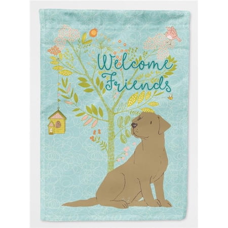 Carolines Treasures BB7597GF Welcome Friends Chocolate Labrador Retriever Flag Garden Size Small multicolor